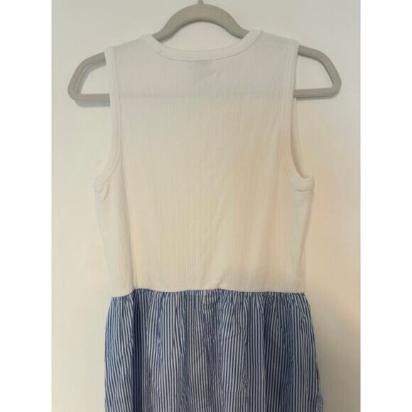 NWT J.Crew Striped Ribbed Knit Mixy Dress White Blue Size Small - Picture 5 of 7